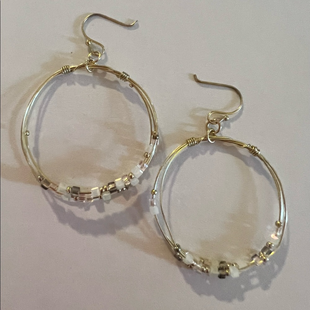 Gold beaded hoops